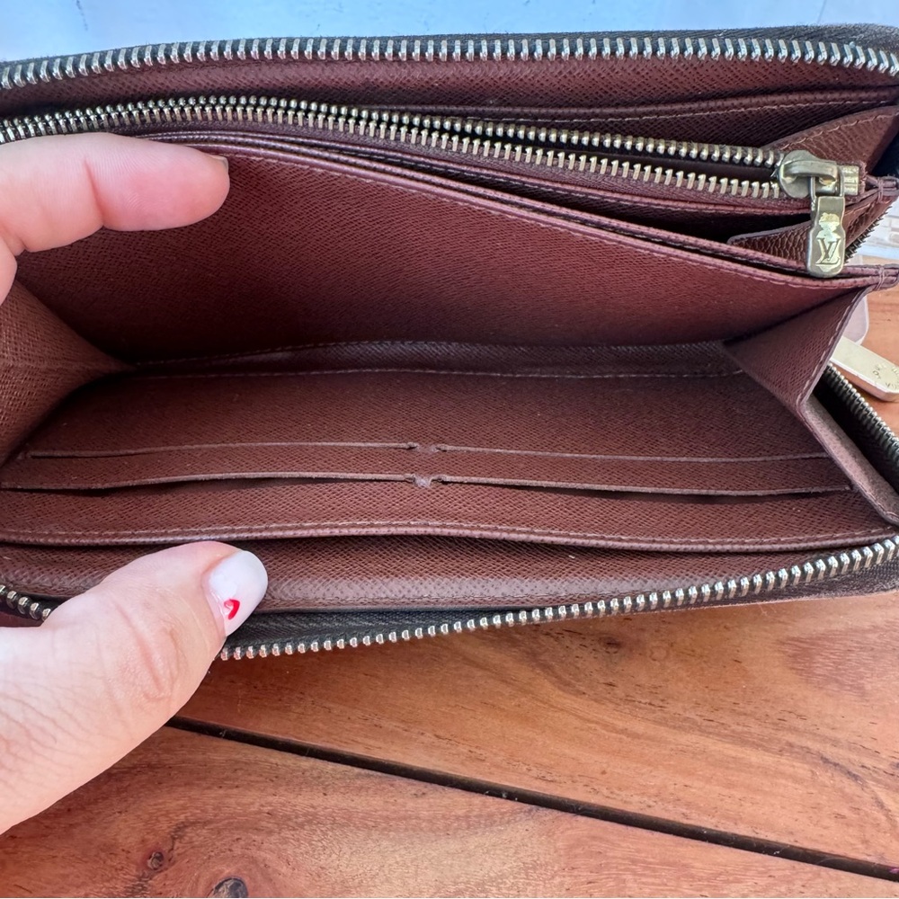 Louis Vuitton Brown and Gold Zipper Wallet - Picture 9 of 13